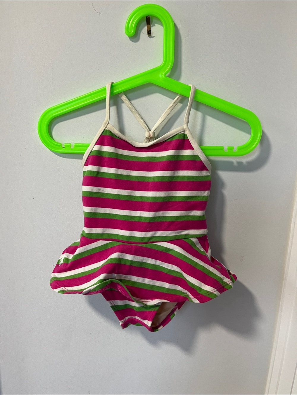 ❤️ Four for 25$ ❤️ Ralph Lauren Pink, Green & White Striped Kids Swimsuit Sz 18m